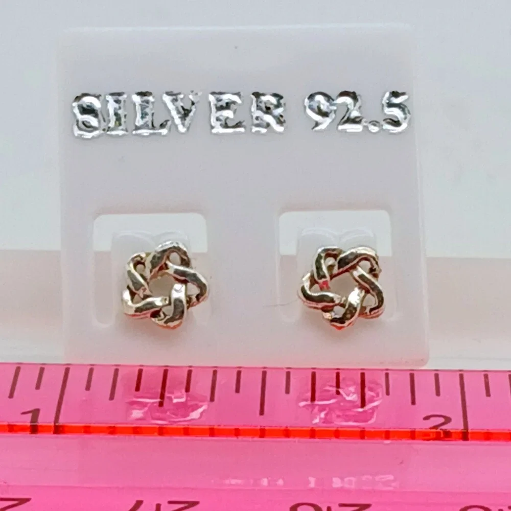 Sterling Silver 925 Celtic Knot Star Stud Earrings Interwoven Geometric Vintage - Picture 6 of 16